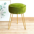 Pleated Velvet Metal Leg Vanity Stool