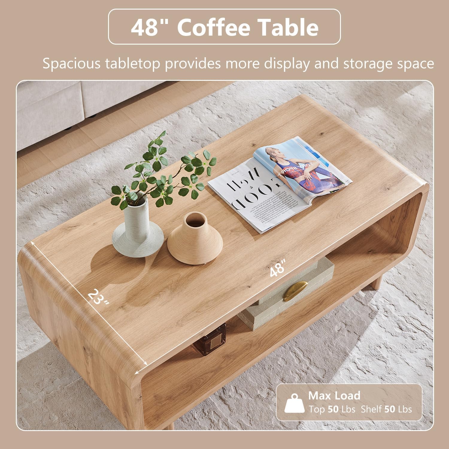 2-Tier Oak Storage Coffee Table