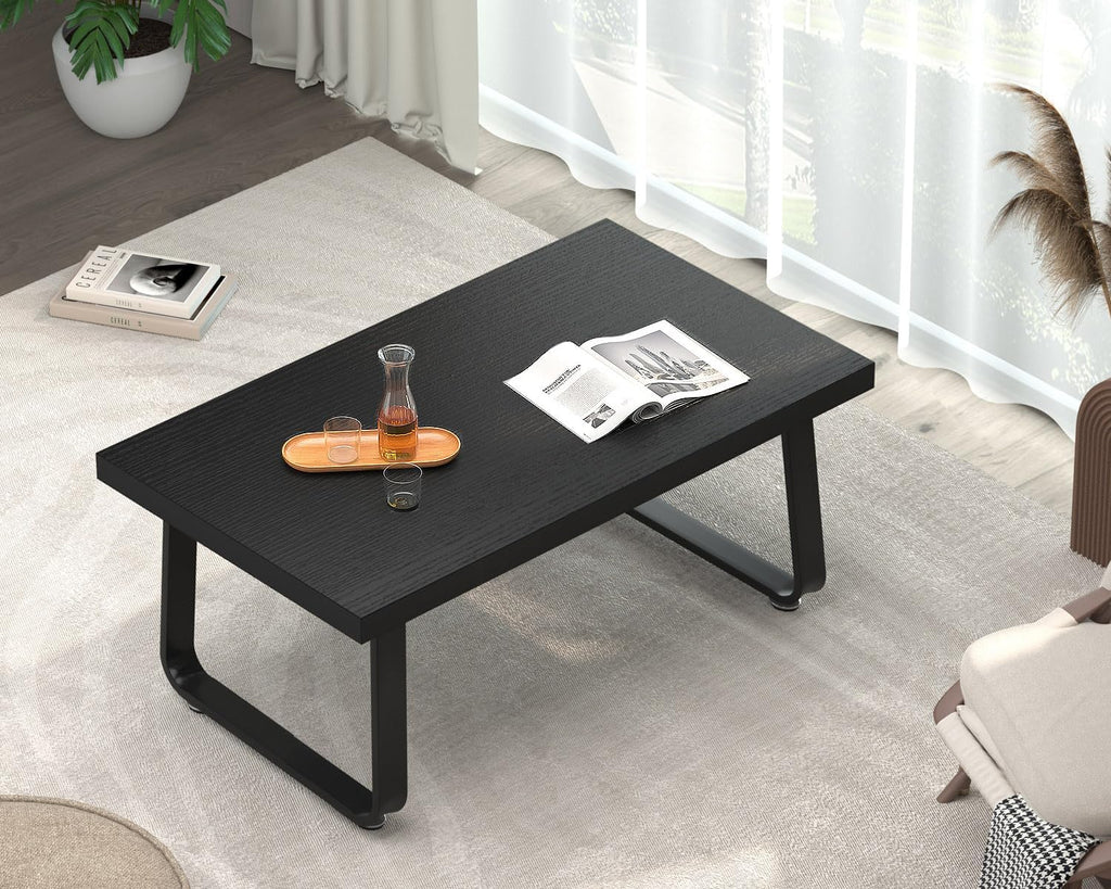 Wood Top Metal Leg Coffee Table