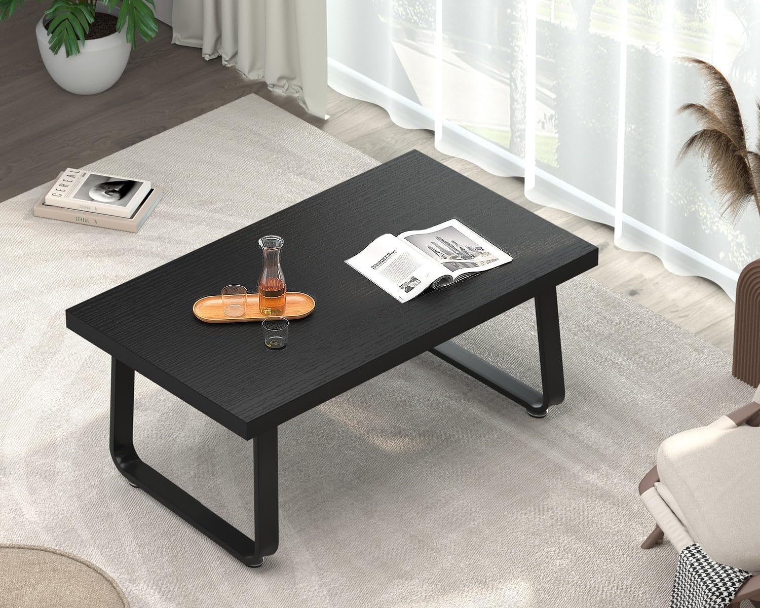 Wood Top Metal Leg Coffee Table