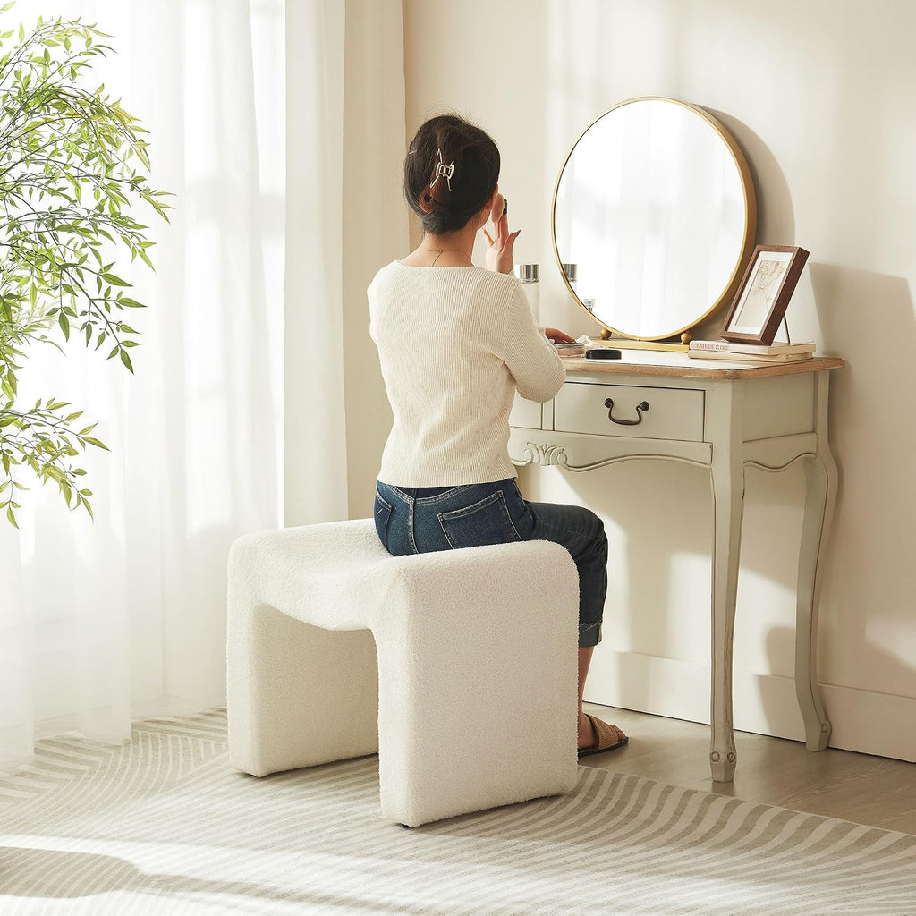 Velvet Backless Vanity Ottoman Stool