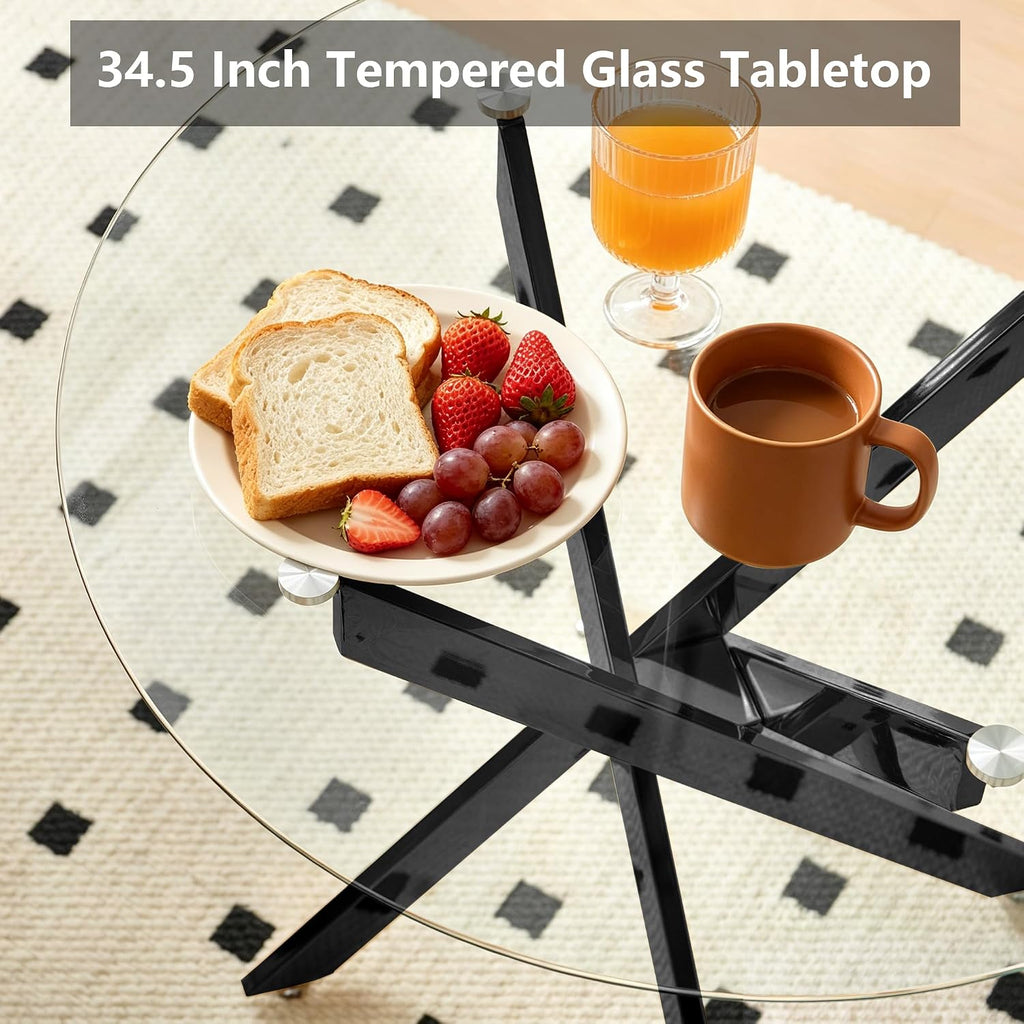 Round Glass Metal Leg Dining Table