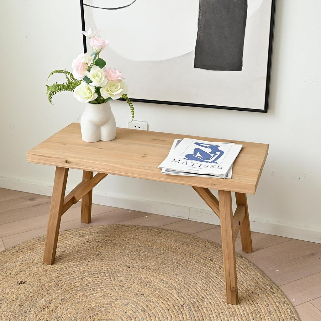 Rustic Solid Wood Entryway Bench