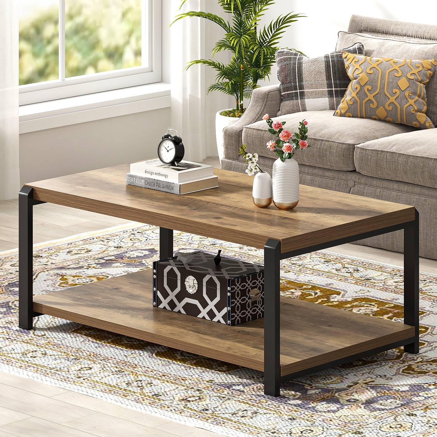 Storage Wood Metal Coffee Table