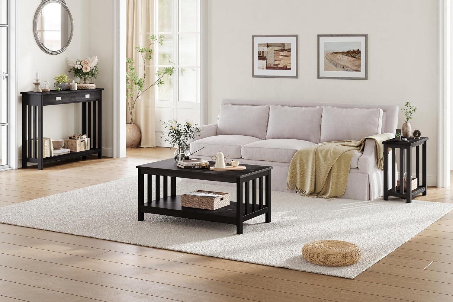 Wood Shelf Black Coffee Table