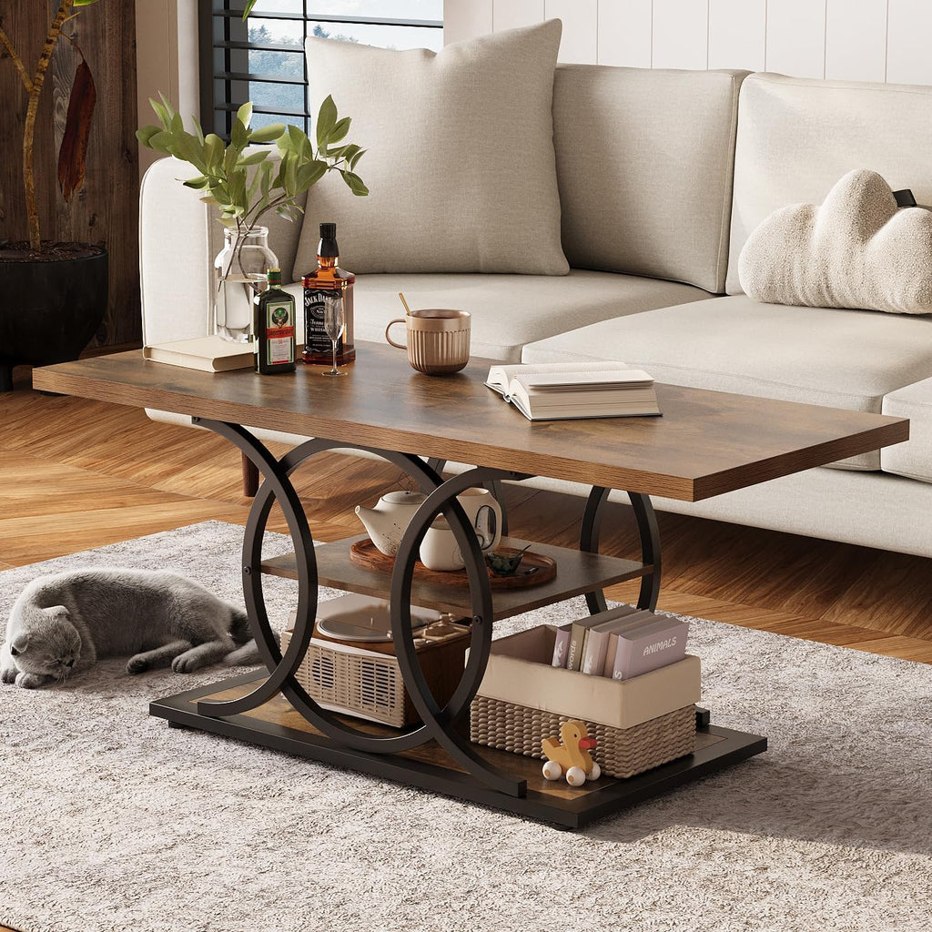 3-Tier Industrial Storage Coffee Table