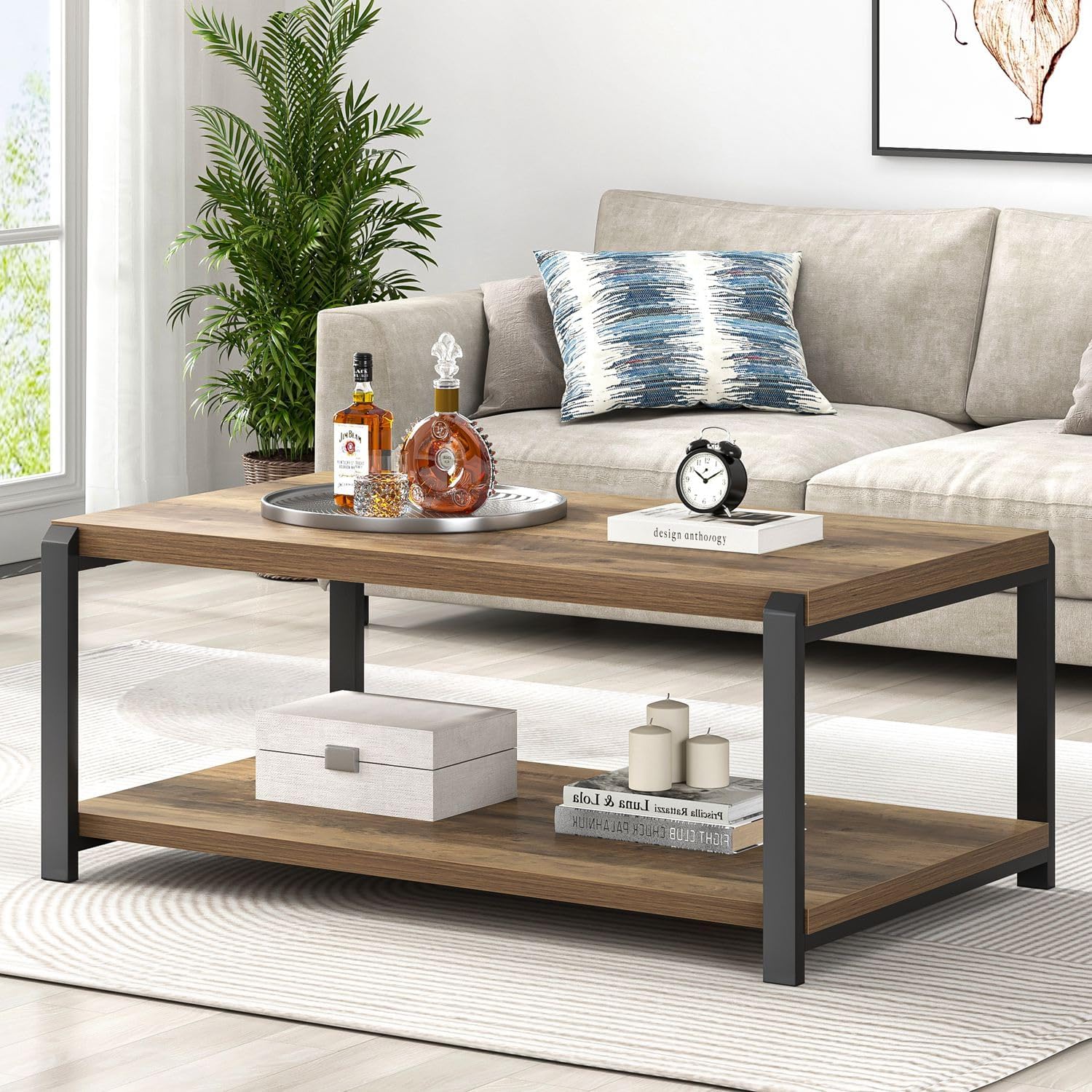 Storage Wood Metal Coffee Table