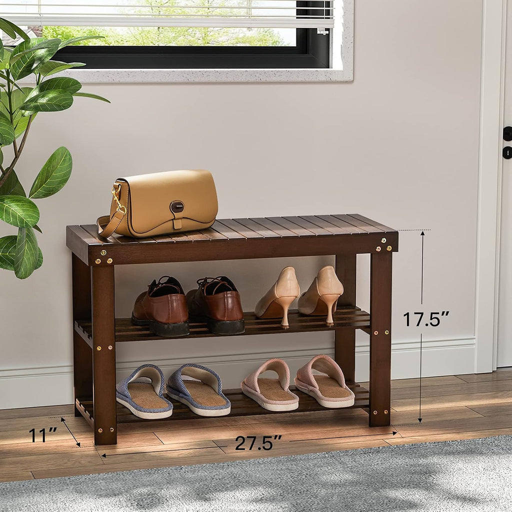 3-Tier Bamboo Entryway Shoe Bench