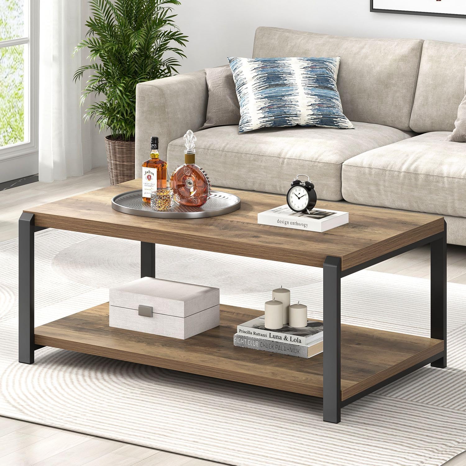 Storage Wood Metal Coffee Table