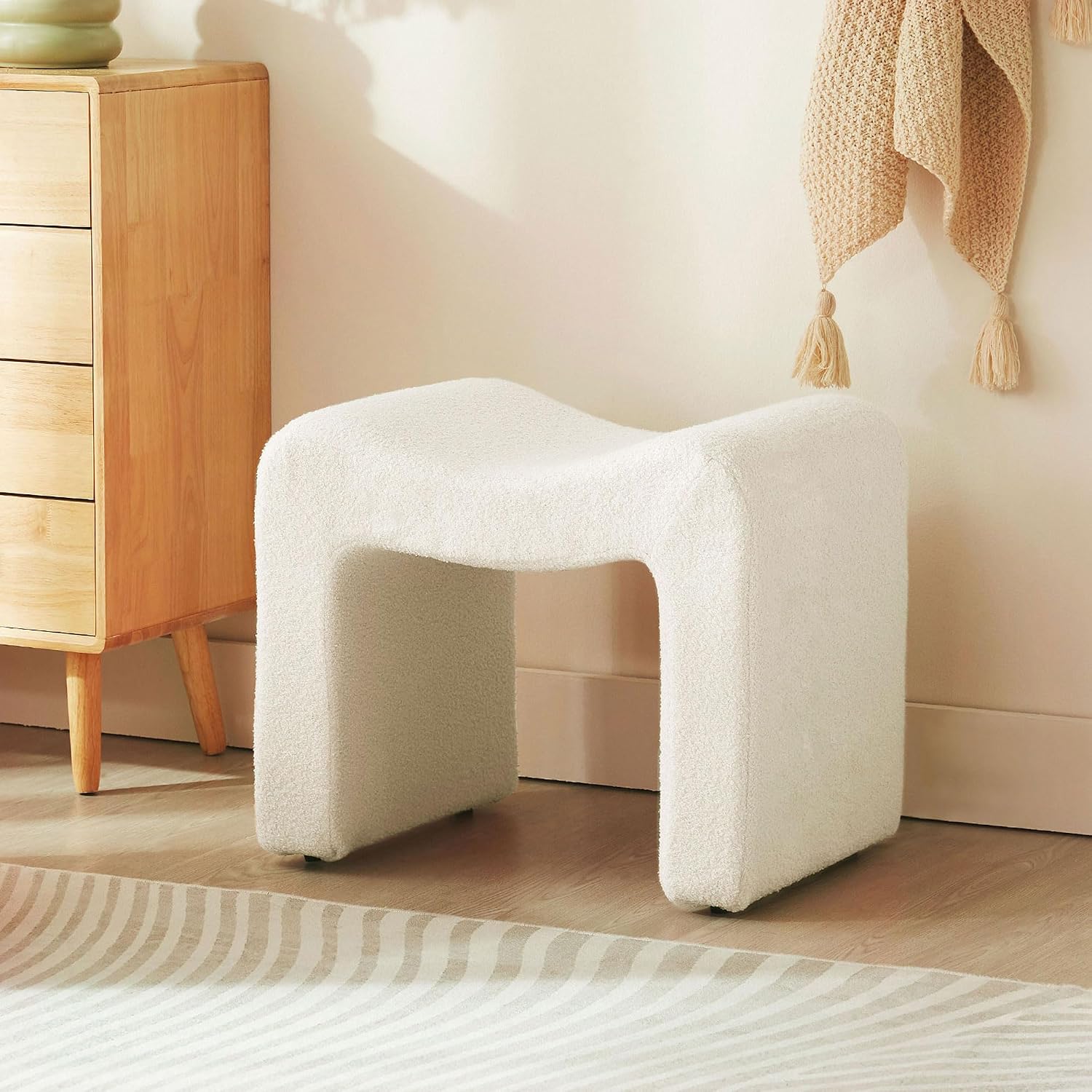 Velvet Backless Vanity Ottoman Stool