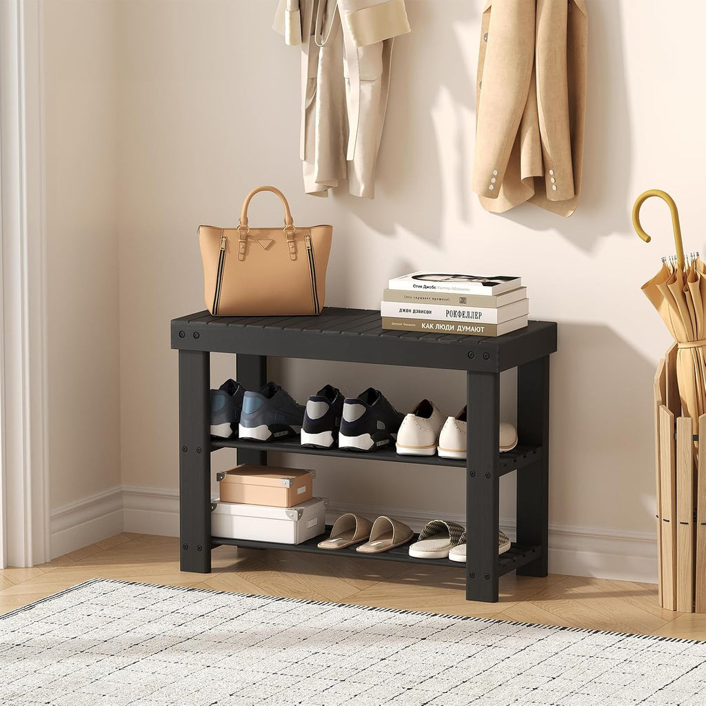 3-Tier Bamboo Entryway Shoe Bench