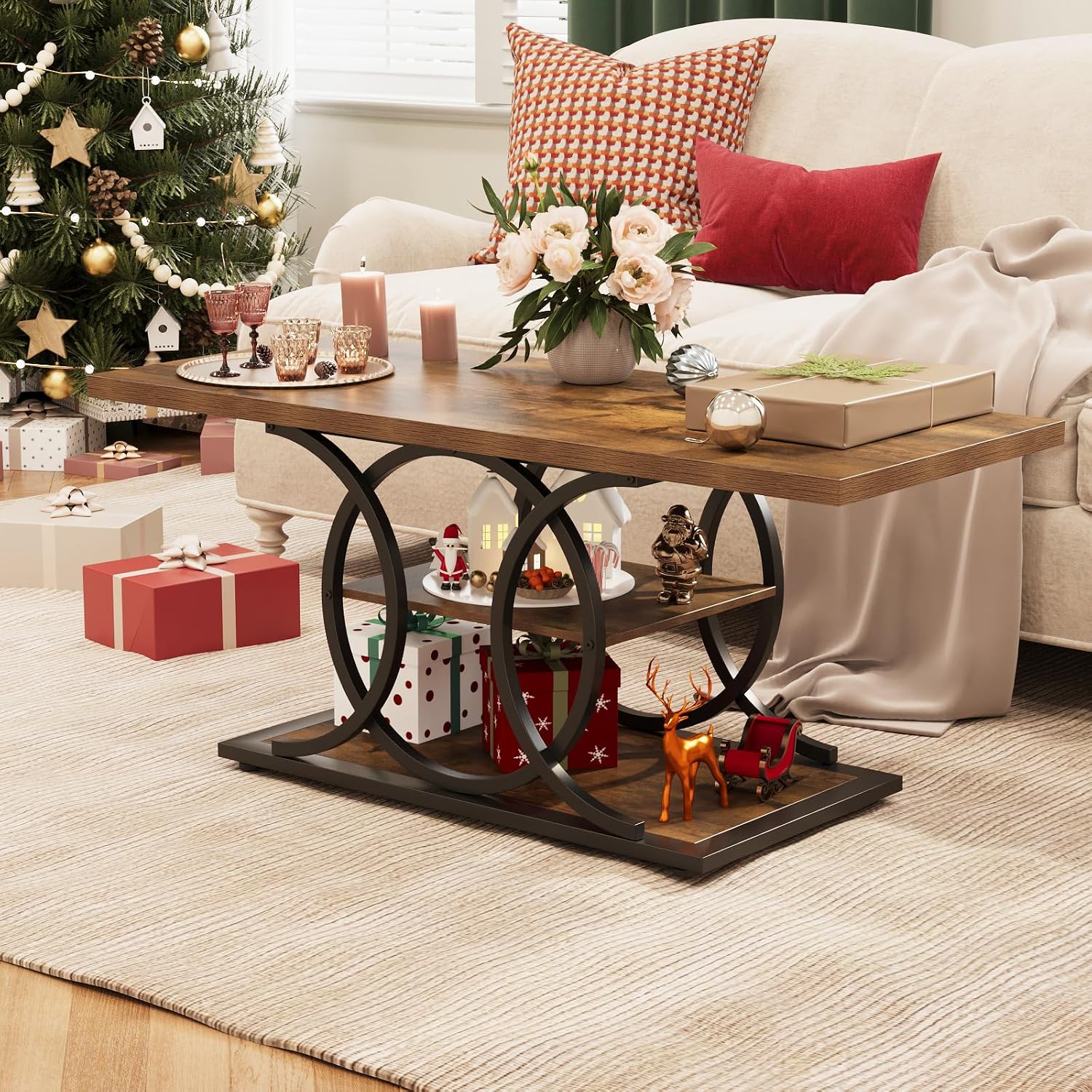 3-Tier Industrial Storage Coffee Table