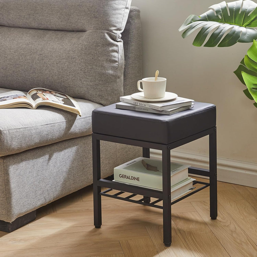 PU Square Multi-Storage Vanity Stool