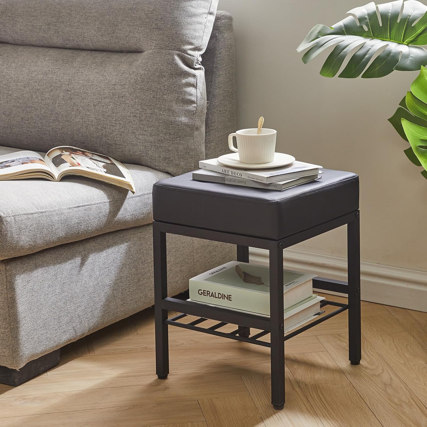 PU Square Multi-Storage Vanity Stool