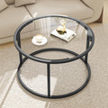 Round Glass Metal Frame Coffee Table