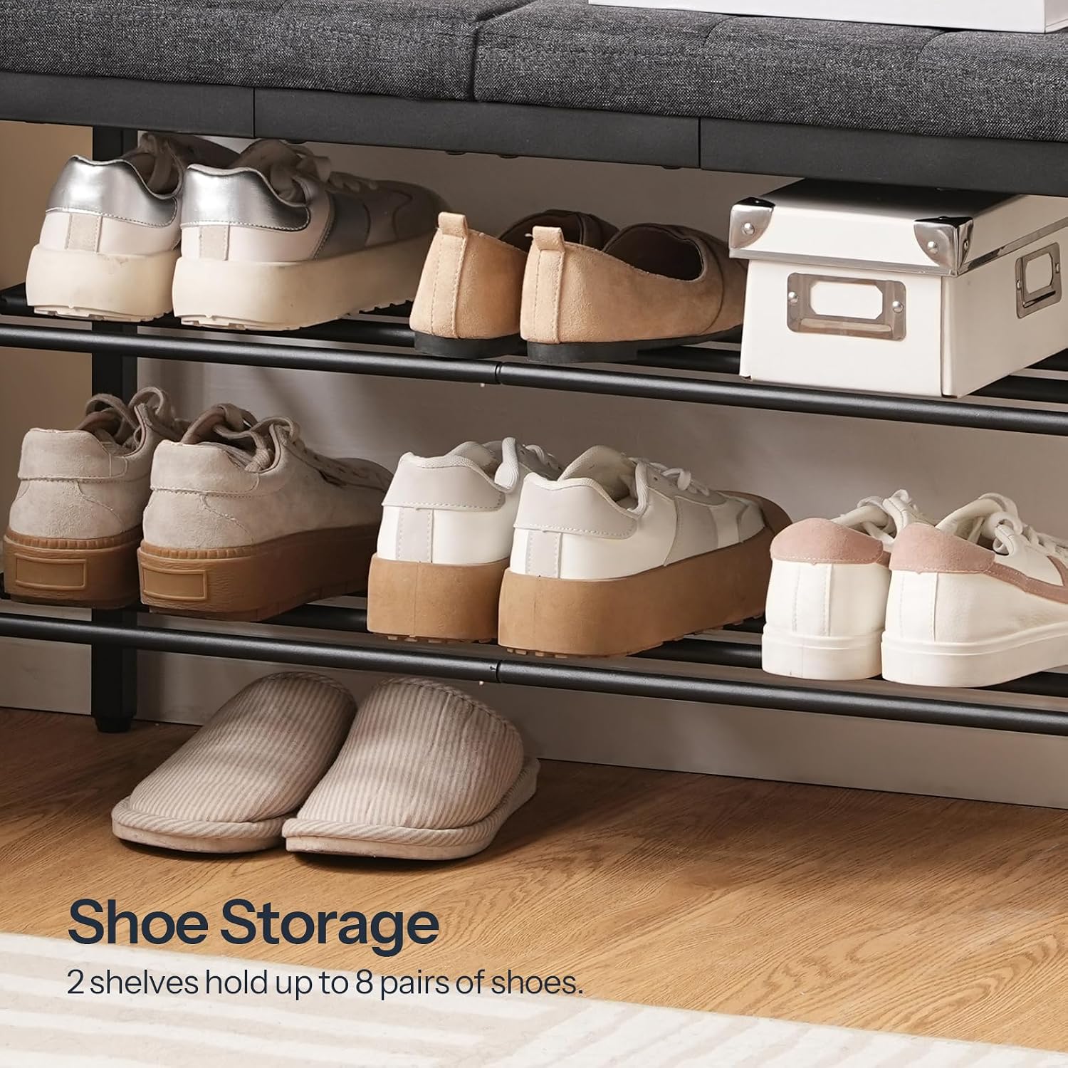Cushioned Entryway Shoe Storage Bench