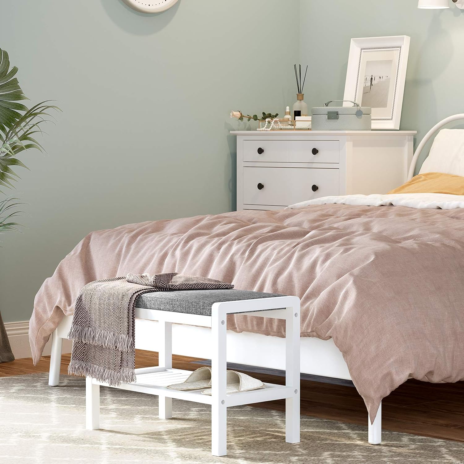 Padded Seat Storage Entryway Shoe Bench