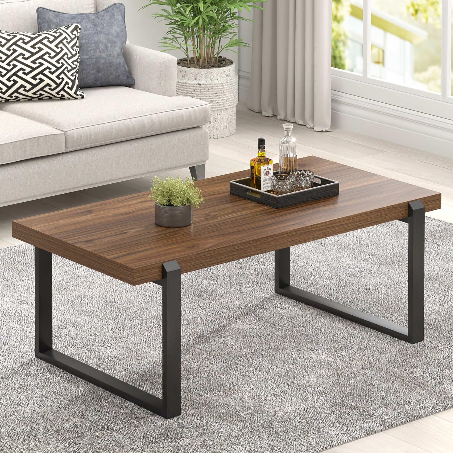 Rustic Wood Metal Coffee Table
