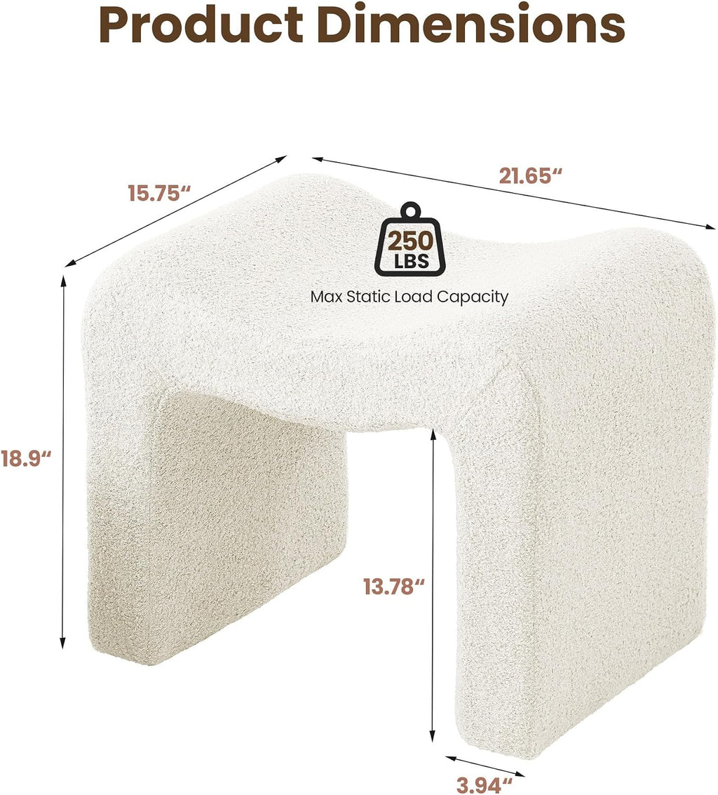 Velvet Backless Vanity Ottoman Stool