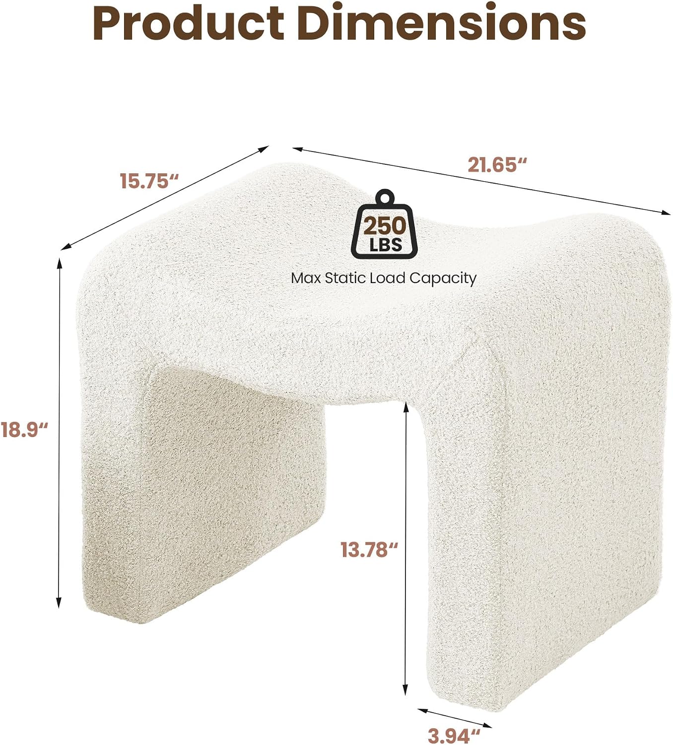 Velvet Backless Vanity Ottoman Stool