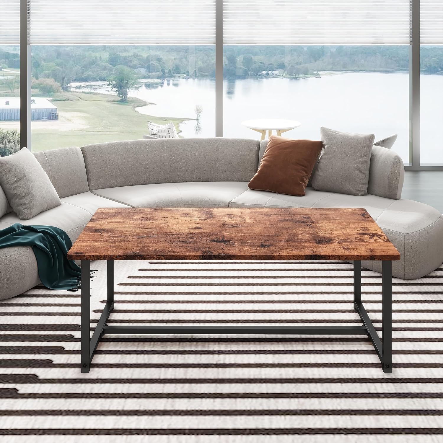 Industrial Wood Metal Coffee Table