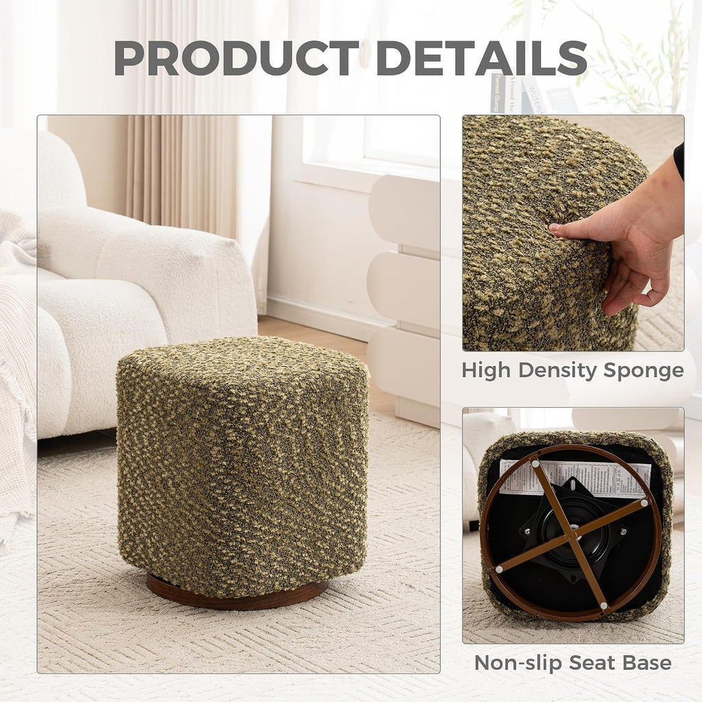 Swivel Upholstered Vanity Ottoman Stool