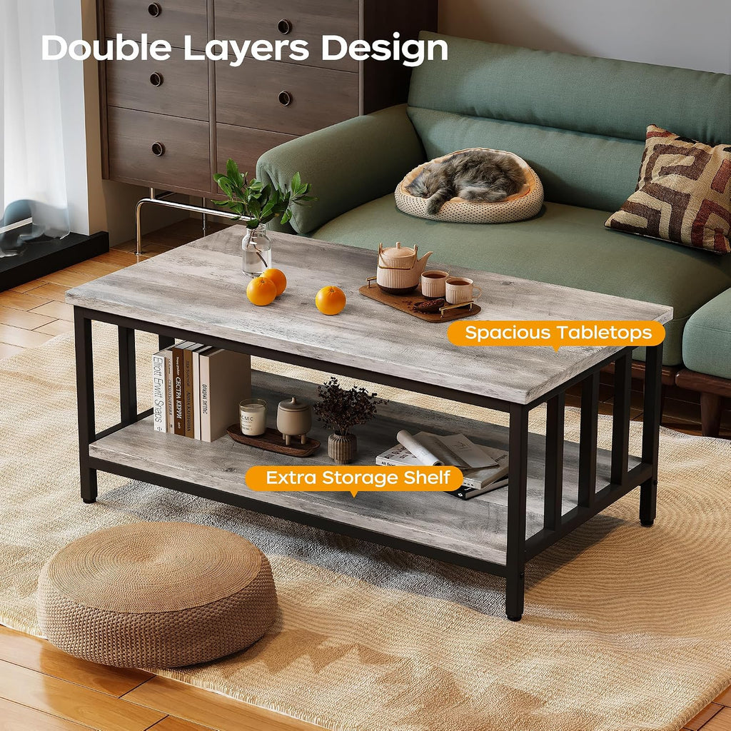 2-Tier Farmhouse Storage Coffee Table