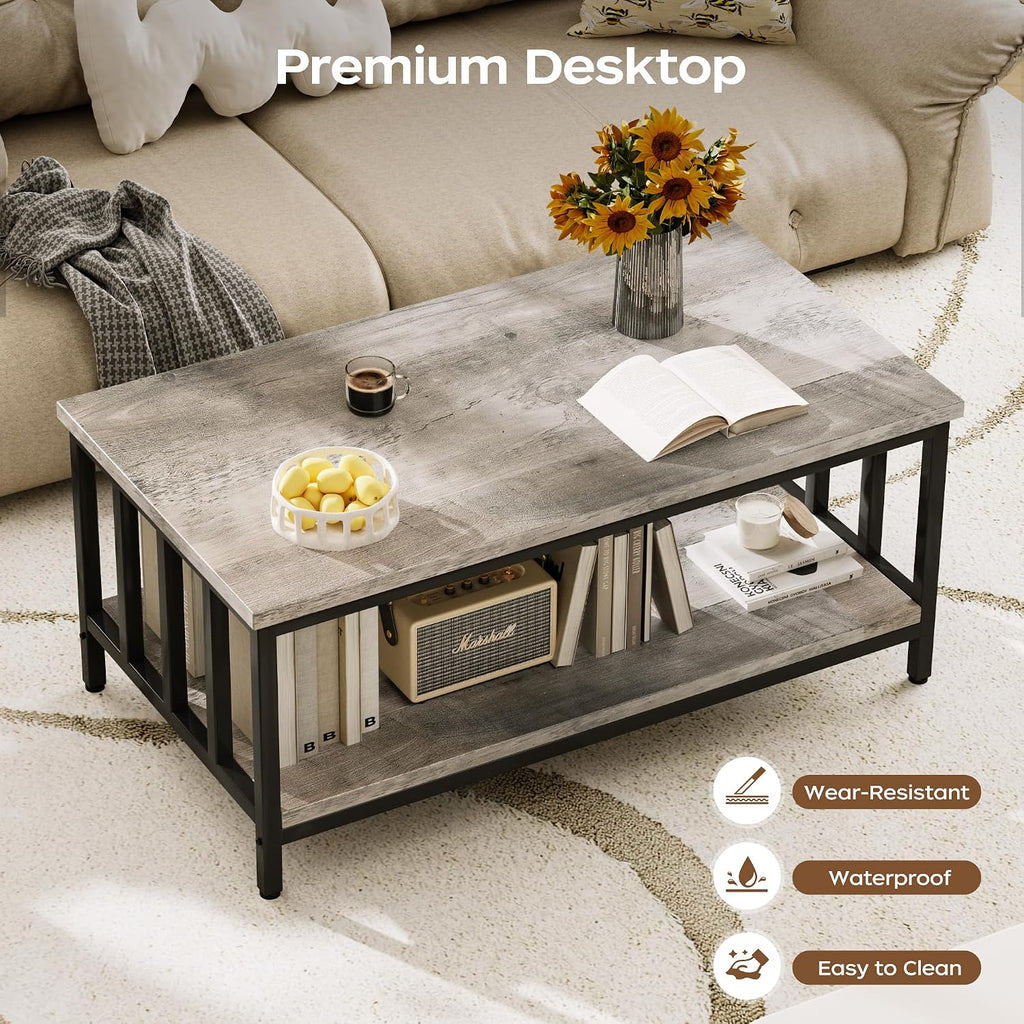 2-Tier Farmhouse Storage Coffee Table