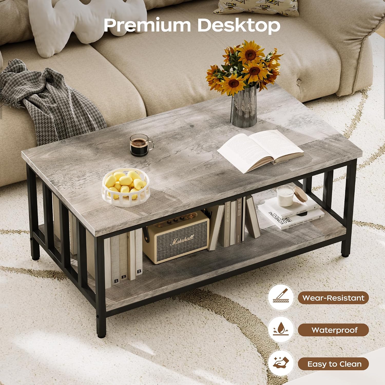 2-Tier Farmhouse Storage Coffee Table