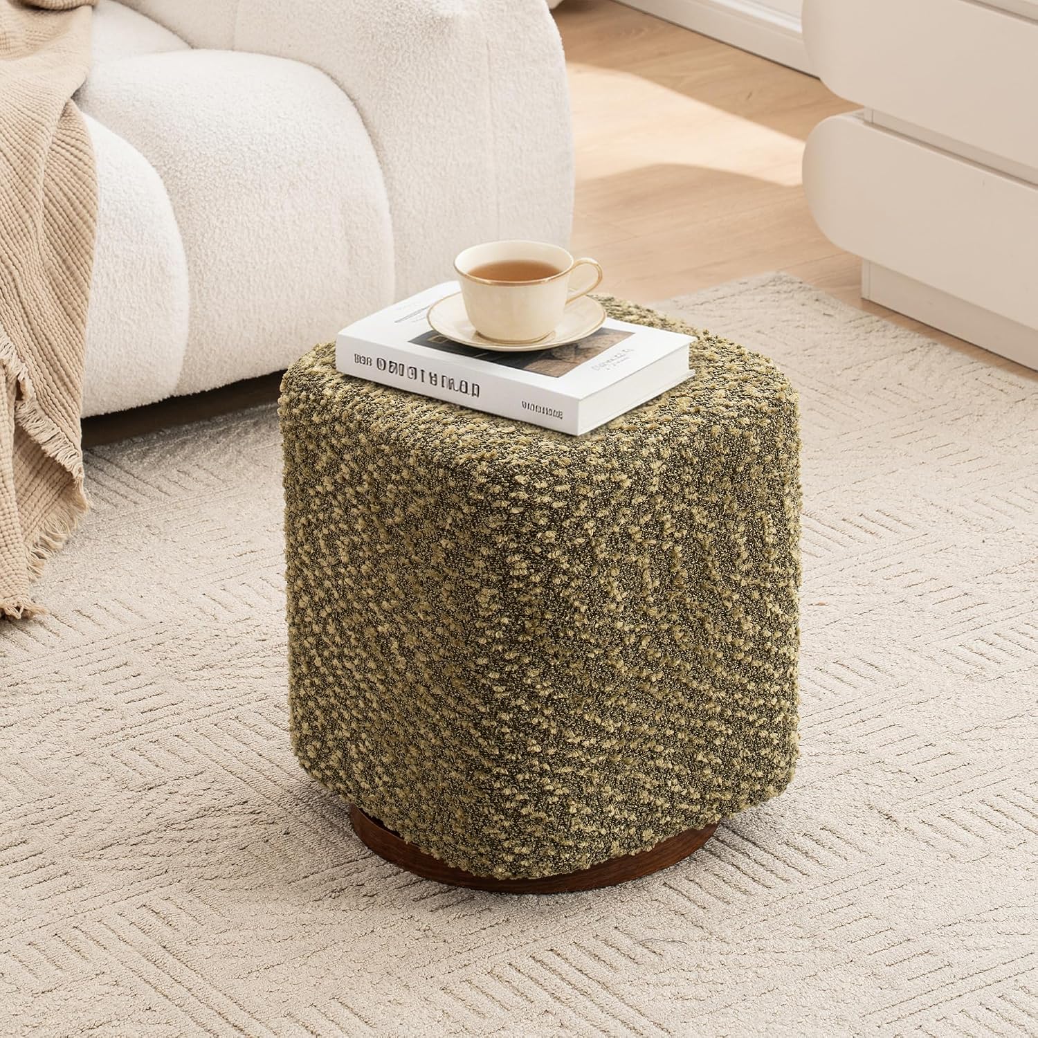 Swivel Upholstered Vanity Ottoman Stool