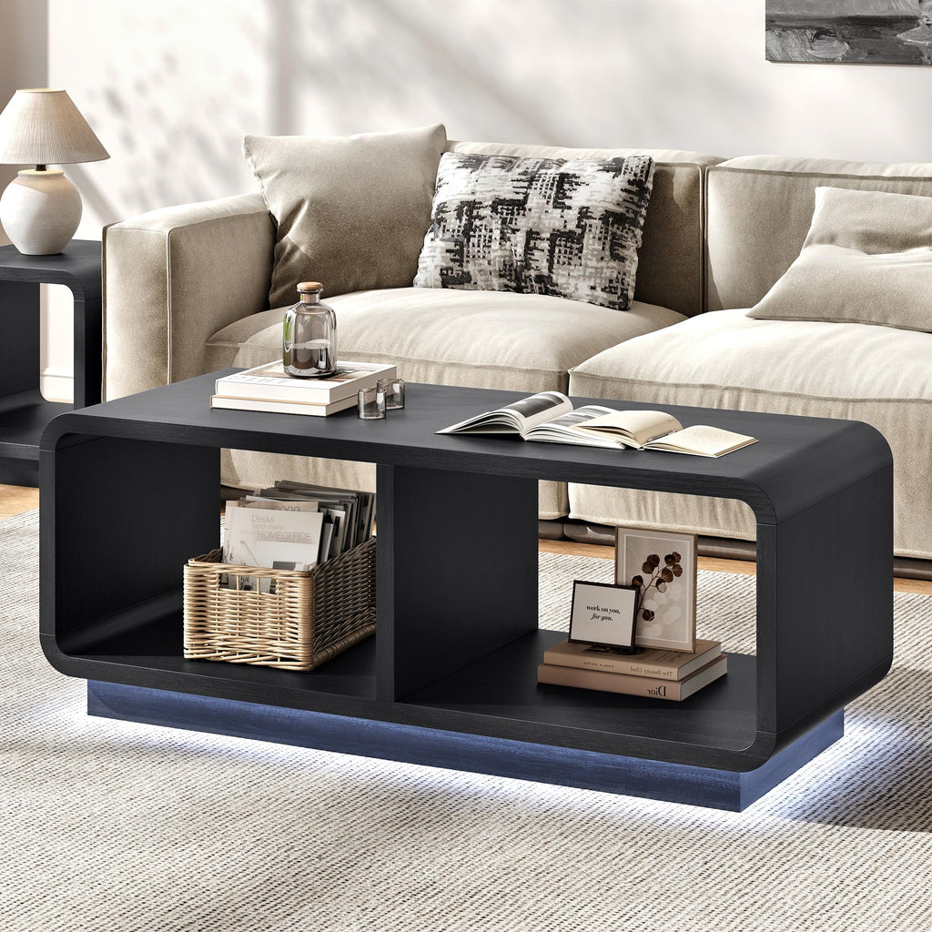 2-Tier LED Storage Coffee Table