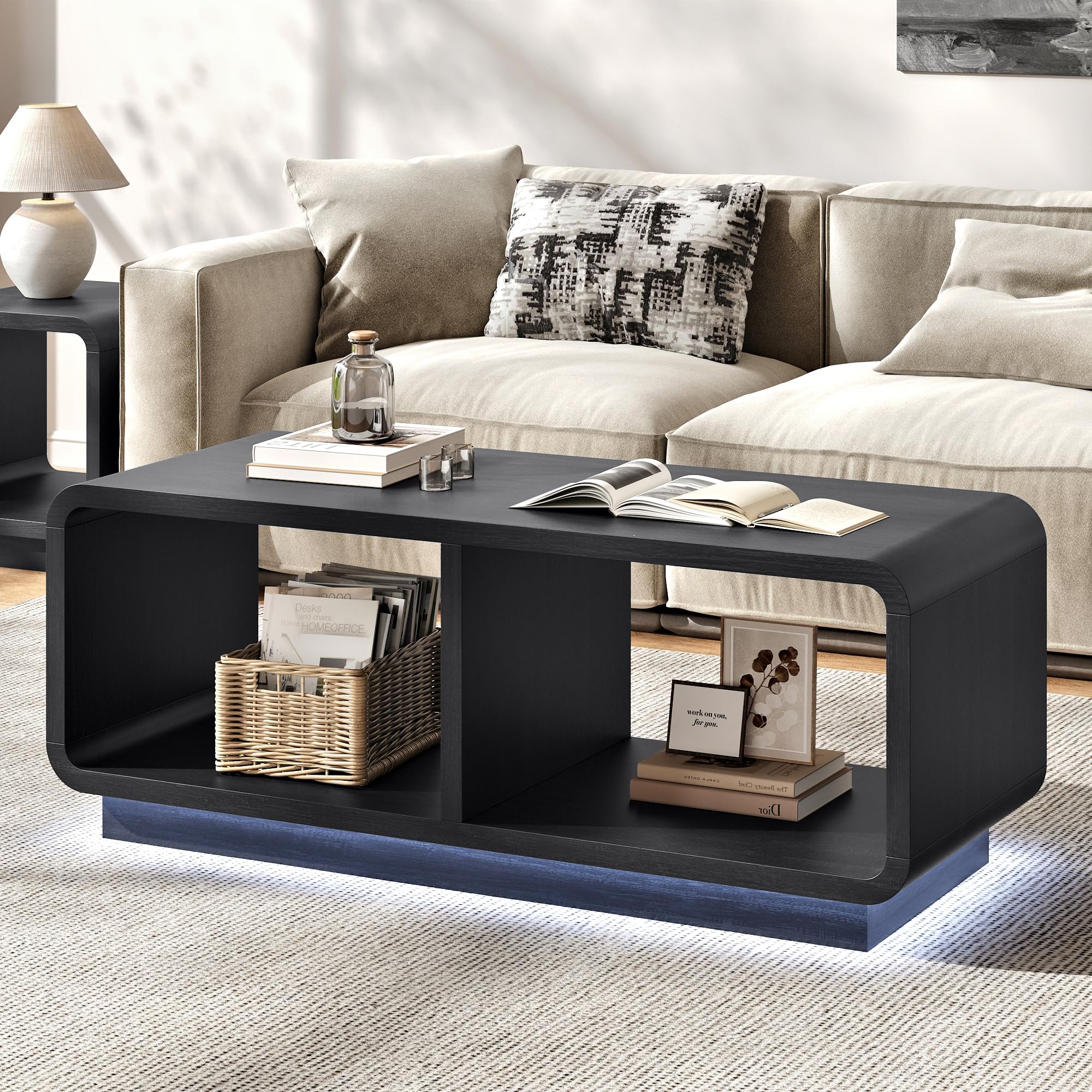 2-Tier LED Storage Coffee Table
