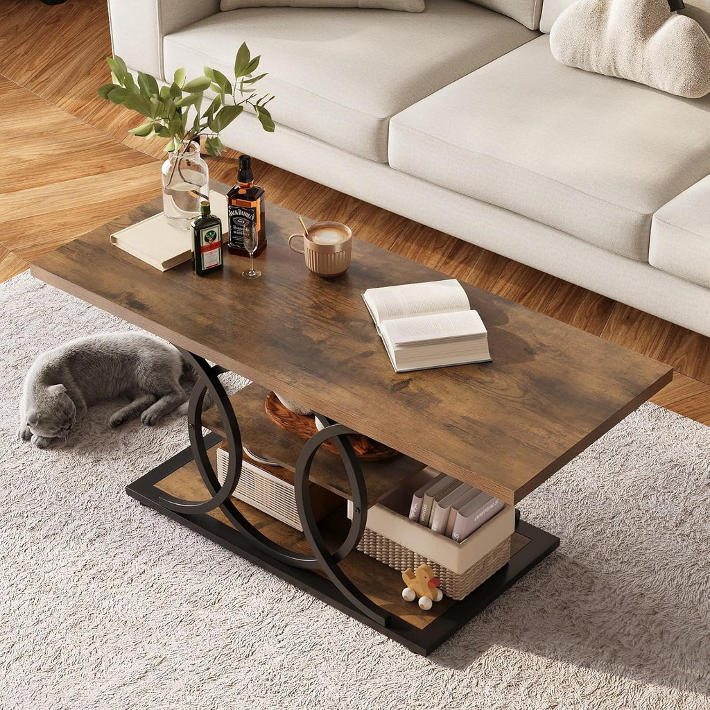 3-Tier Industrial Storage Coffee Table