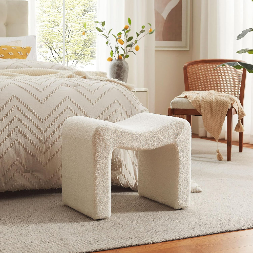 Velvet Backless Vanity Ottoman Stool