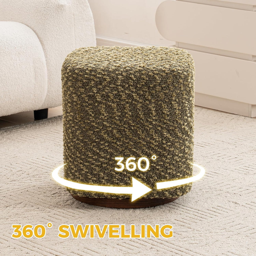 Swivel Upholstered Vanity Ottoman Stool