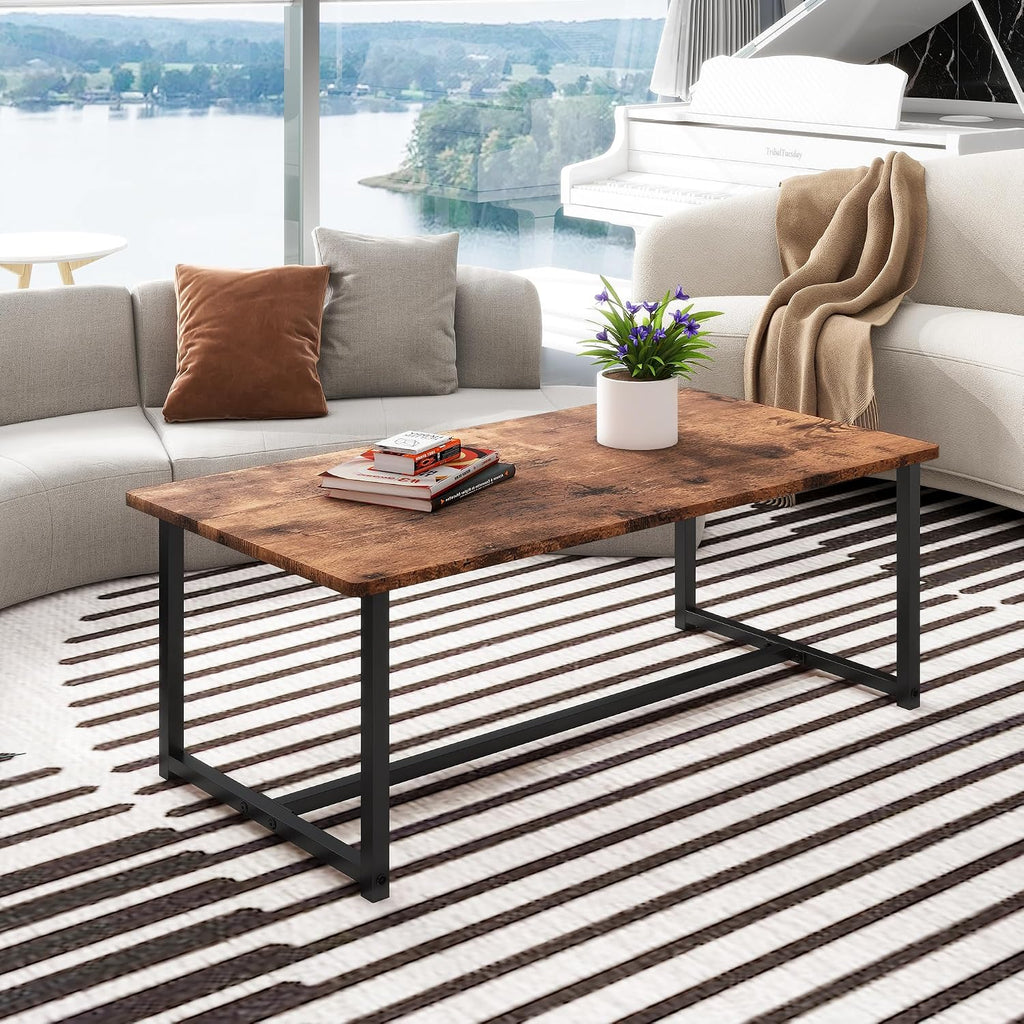 Industrial Wood Metal Coffee Table