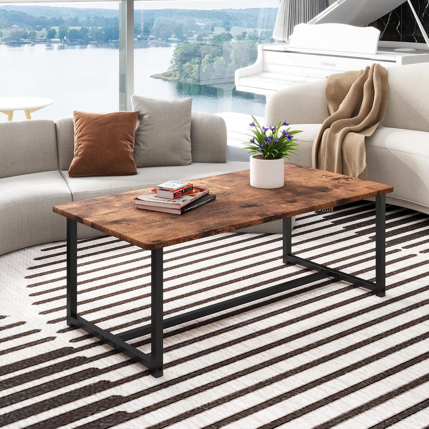 Industrial Wood Metal Coffee Table