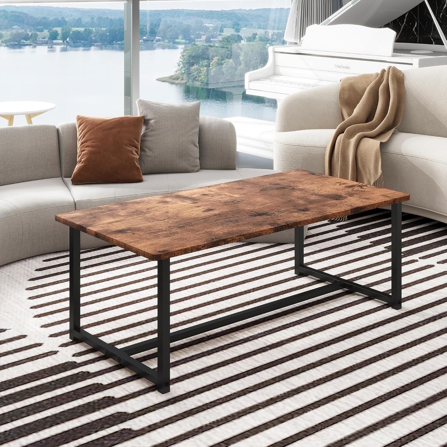 Industrial Wood Metal Coffee Table